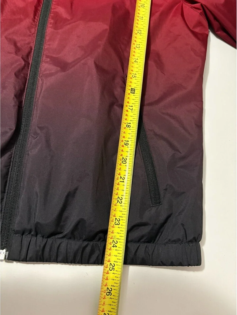 Hollister Fleece Lined Hooded Logo Sport Jacket Red-to-Black Ombre Two Tone XS